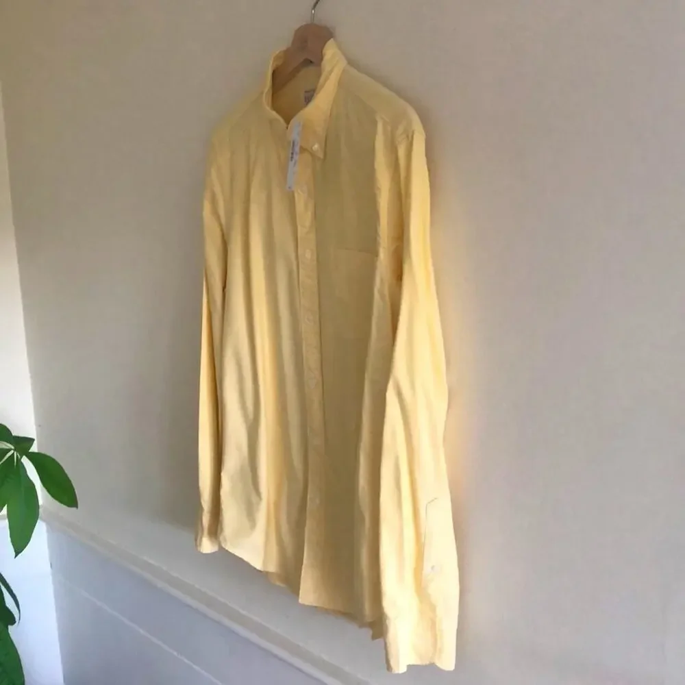 NWT JCrew Slim Fit Yellow Button Down Shirt Mens M 100% Cotton